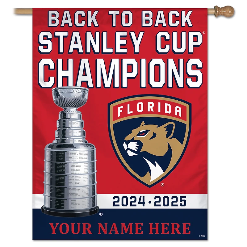 WinCraft Florida Panthers Back-To-Back Stanley Cup Champions 27" x 37" Personalized Vertical Banner