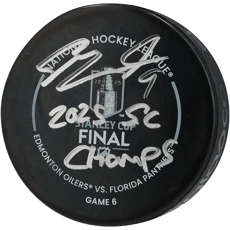 Sam Bennett Florida Panthers Autographed 2025 Stanley Cup Champions 2025 Stanley Cup Official Game Puck with "2025 SC Champs" Inscription