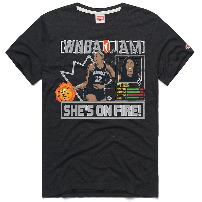 Unisex Homage A'ja Wilson Charcoal Las Vegas Aces WNBA Jam Tri-Blend T-Shirt