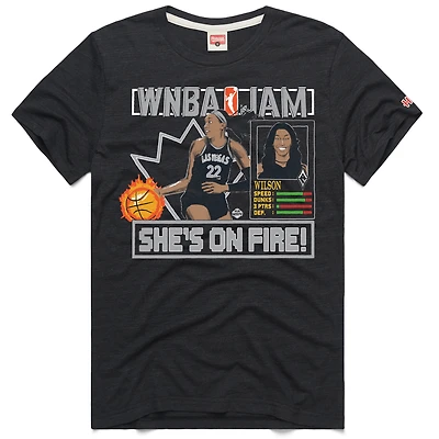 Unisex Homage A'ja Wilson Charcoal Las Vegas Aces WNBA Jam Tri-Blend T-Shirt