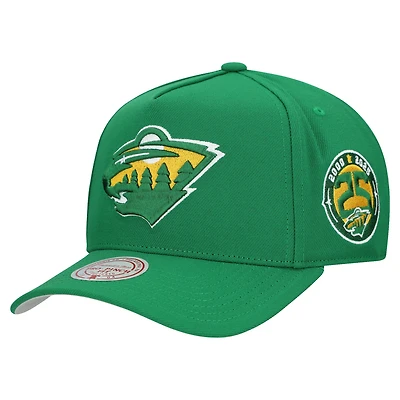 Men's Mitchell & Ness Green Minnesota Wild 25th Anniversary Pro Pinch Snapback Hat