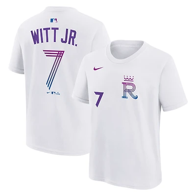 Youth Nike Bobby Witt Jr. White Kansas City Royals 2026 City Connect Name & Number T-Shirt