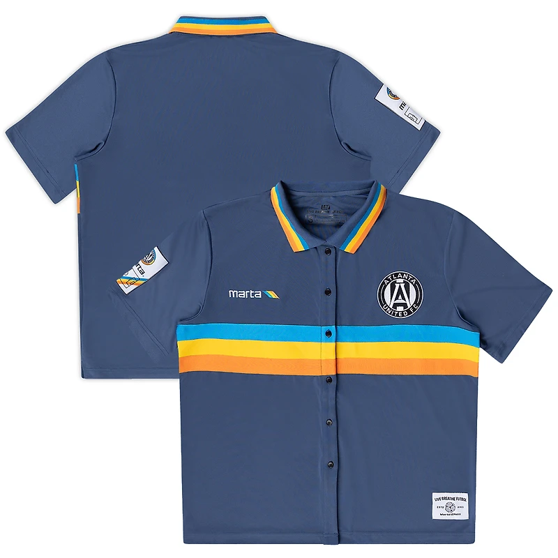Men's  Live Breathe Futbol Blue Atlanta United FC x MARTA Shooting Button-Up Shirt