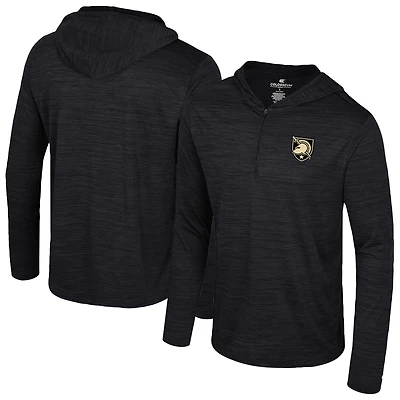 Men's Colosseum Black Army Knights Always Sunny Lightweight Quarter-Zip Hoodie