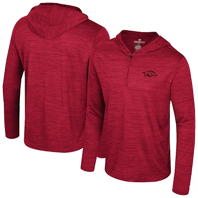 Men's Colosseum Cardinal Arkansas Razorbacks Always Sunny Lightweight Quarter-Zip Hoodie