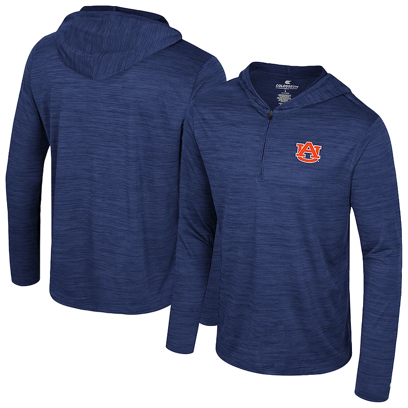 Men's Colosseum Navy Auburn Tigers Always Sunny Lightweight Quarter-Zip Hoodie