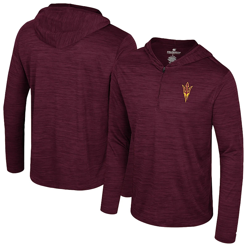 Men's Colosseum Maroon Arizona State Sun Devils Always Sunny Lightweight Quarter-Zip Hoodie