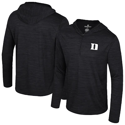 Men's Colosseum Black Duke Blue Devils Always Sunny Lightweight Quarter-Zip Hoodie
