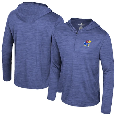 Men's Colosseum Royal Kansas Jayhawks Always Sunny Lightweight Quarter-Zip Hoodie