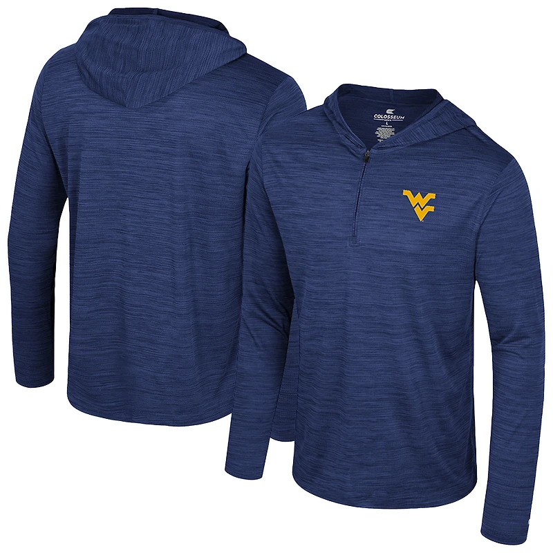Men's Colosseum Navy West Virginia Mountaineers Always Sunny Lightweight Quarter-Zip Hoodie