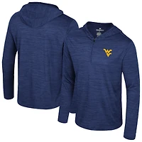 Men's Colosseum Navy West Virginia Mountaineers Always Sunny Lightweight Quarter-Zip Hoodie