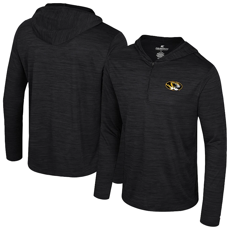 Men's Colosseum Black Missouri Tigers Always Sunny Lightweight Quarter-Zip Hoodie