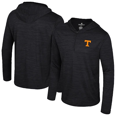 Men's Colosseum Black Tennessee Volunteers Always Sunny Lightweight Quarter-Zip Hoodie