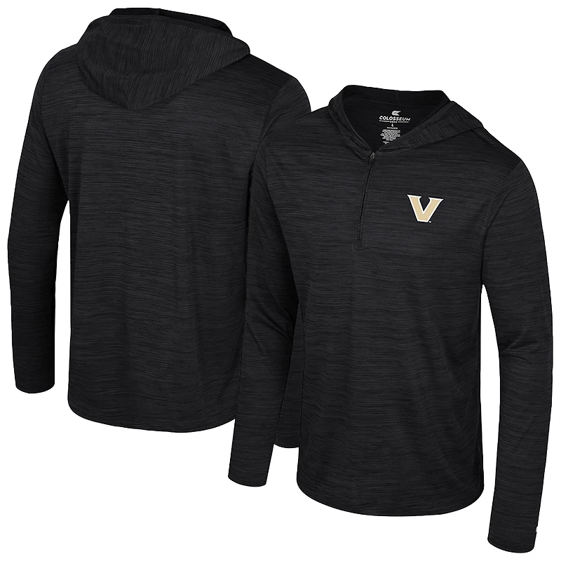 Men's Colosseum Black Vanderbilt Commodores Always Sunny Lightweight Quarter-Zip Hoodie