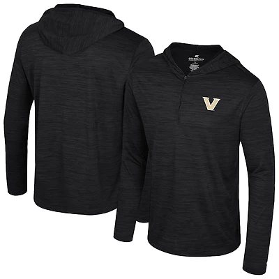 Men's Colosseum Black Vanderbilt Commodores Always Sunny Lightweight Quarter-Zip Hoodie