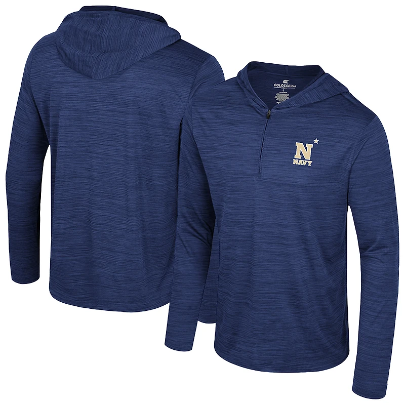 Men's Colosseum Navy Navy Midshipmen Always Sunny Lightweight Quarter-Zip Hoodie