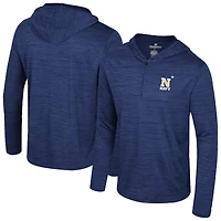 Men's Colosseum Navy Navy Midshipmen Always Sunny Lightweight Quarter-Zip Hoodie