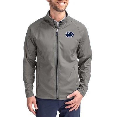 Men's Cutter & Buck Gray Penn State Nittany Lions Primary Logo Adapt Eco Knit Raglan Full-Zip Jacket