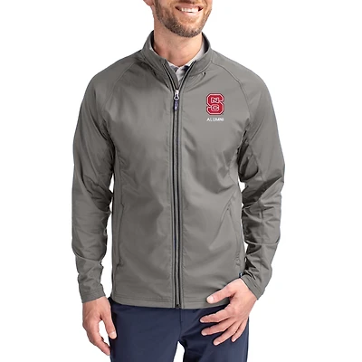 Men's Cutter & Buck Gray NC State Wolfpack Alumni Logo Adapt Eco Knit Raglan Full-Zip Jacket