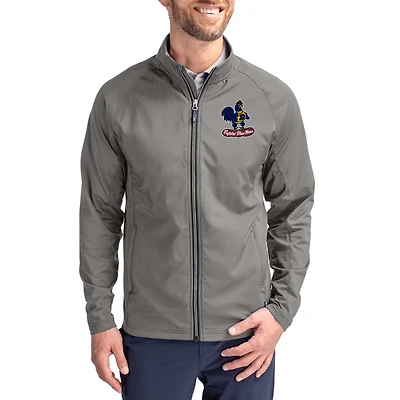 Men's Cutter & Buck Gray Delaware Fightin' Blue Hens Vault Logo Adapt Eco Knit Raglan Full-Zip Jacket