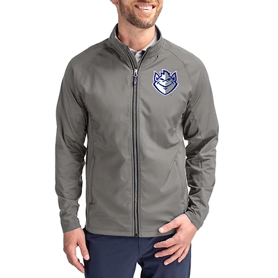 Men's Cutter & Buck Gray Saint Louis Billikens Primary Logo Adapt Eco Knit Raglan Full-Zip Jacket
