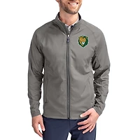 Men's Cutter & Buck Gray Southeastern Louisiana Lions Primary Logo Adapt Eco Knit Raglan Full-Zip Jacket