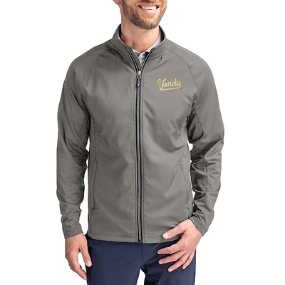 Men's Cutter & Buck Gray Vanderbilt Commodores Vault Logo Adapt Eco Knit Raglan Full-Zip Jacket