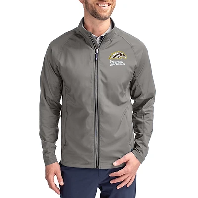 Men's Cutter & Buck Gray Western Michigan Broncos Primary Logo Adapt Eco Knit Raglan Full-Zip Jacket
