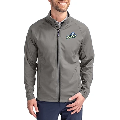 Men's Cutter & Buck Gray Florida Gulf Coast Eagles Primary Logo Adapt Eco Knit Raglan Full-Zip Jacket