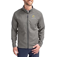 Men's Cutter & Buck Gray Albany State Golden Rams Primary Logo Adapt Eco Knit Raglan Full-Zip Jacket