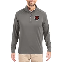 Men's Cutter & Buck Gray Arkansas State Red Wolves Primary Logo Adapt Eco Knit Stretch Raglan Quarter-Zip Pullover