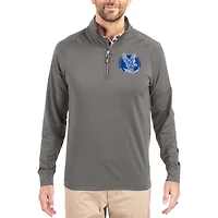Men's Cutter & Buck Gray Air Force Falcons Vault Logo Adapt Eco Knit Stretch Raglan Quarter-Zip Pullover
