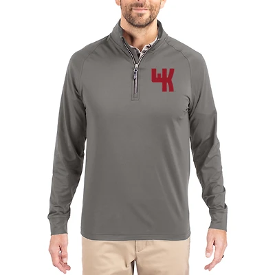 Men's Cutter & Buck Gray Western Kentucky Hilltoppers Vault Logo Adapt Eco Knit Stretch Raglan Quarter-Zip Pullover