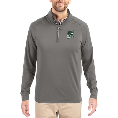 Men's Cutter & Buck Portland State Vikings Vault Logo Adapt Eco Knit Stretch Raglan Quarter-Zip Pullover