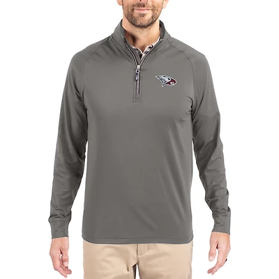 Men's Cutter & Buck Gray North Carolina Central Eagles Primary Logo Adapt Eco Knit Stretch Raglan Quarter-Zip Pullover
