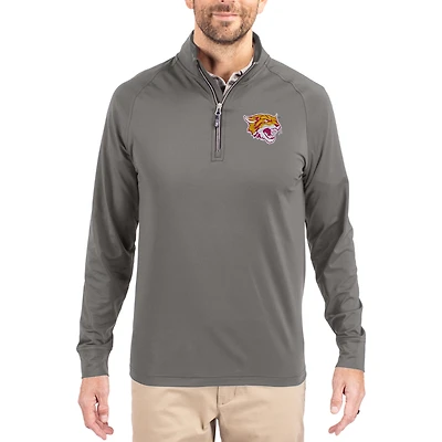 Men's Cutter & Buck Gray Bethune-Cookman Wildcats Primary Logo Adapt Eco Knit Stretch Raglan Quarter-Zip Pullover