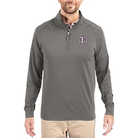 Men's Cutter & Buck Gray Texas Southern Tigers Primary Logo Adapt Eco Knit Stretch Raglan Quarter-Zip Pullover