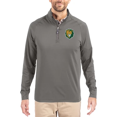 Men's Cutter & Buck Gray Southeastern Louisiana Lions Primary Logo Adapt Eco Knit Stretch Raglan Quarter-Zip Pullover