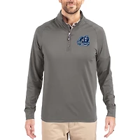 Men's Cutter & Buck Gray Old Dominion Monarchs Primary Logo Adapt Eco Knit Stretch Raglan Quarter-Zip Pullover