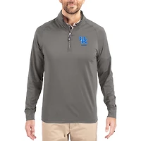 Men's Cutter & Buck Gray Kentucky Wildcats Alumni Logo Adapt Eco Knit Stretch Raglan Quarter-Zip Pullover