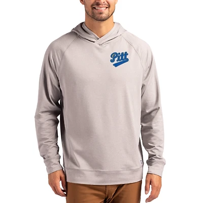 Men's Cutter & Buck Heather Gray Pitt Panthers Vault Logo Adapt Knit Raglan Pullover Hoodie
