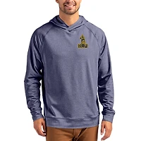 Men's Cutter & Buck Heather Navy Northern Arizona Lumberjacks Vault Logo Adapt Knit Raglan Pullover Hoodie
