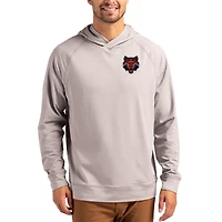 Men's Cutter & Buck Heather Gray Arkansas State Red Wolves Primary Logo Adapt Knit Raglan Pullover Hoodie