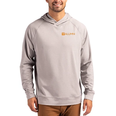 Men's Cutter & Buck Heather Gray Tennessee Volunteers Alumni Logo Adapt Knit Raglan Pullover Hoodie
