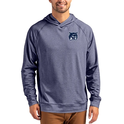 Men's Cutter & Buck Heather Navy New Hampshire Wildcats Vault Logo Adapt Knit Raglan Pullover Hoodie