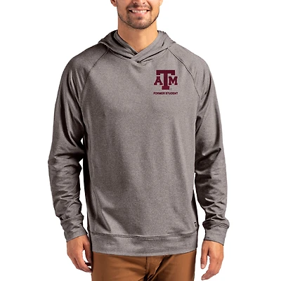 Men's Cutter & Buck Heather Charcoal Texas A&M Aggies Alumni Logo Adapt Knit Raglan Pullover Hoodie