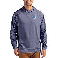 Men's Cutter & Buck Heather Navy North Carolina Tar Heels Alumni Logo Adapt Knit Raglan Pullover Hoodie