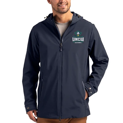 Men's Cutter & Buck  Navy UNC Wilmington Seahawks Primary Logo Camano Everyday Stretch Water-Resistant Full-Zip Jacket