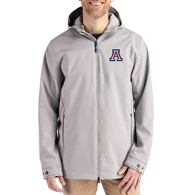Men's Cutter & Buck  Gray Arizona Wildcats Primary Logo Camano Everyday Stretch Water-Resistant Full-Zip Jacket