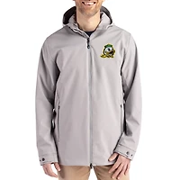 Men's Cutter & Buck Gray Oregon Ducks Primary Logo Camano Everyday Stretch Water-Resistant Full-Zip Jacket